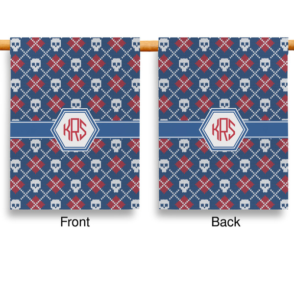 Knitted Argyle & Skulls Garden Flags - Large - Double Sided - APPROVAL