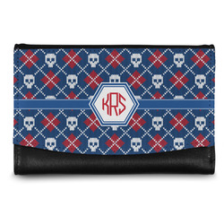 Knitted Argyle & Skulls Genuine Leather Women's Wallet - Small (Personalized)