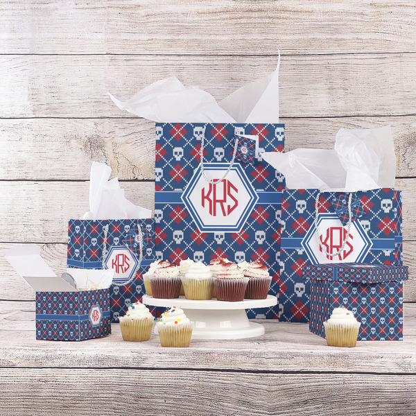 Knitted Argyle & Skulls Gift Bags - In Context