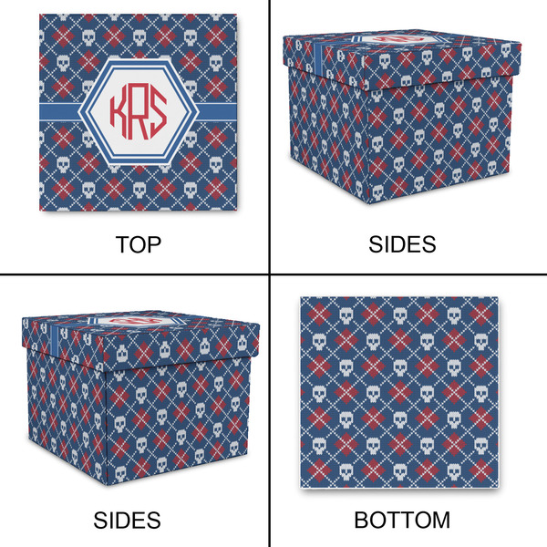 Knitted Argyle & Skulls Gift Boxes with Lid - Canvas Wrapped - Medium - Approval