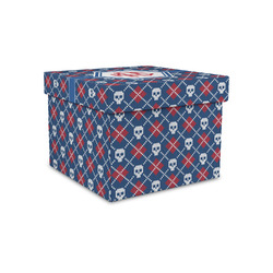 Knitted Argyle & Skulls Gift Box with Lid - Canvas Wrapped - Small (Personalized)