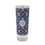 Knitted Argyle & Skulls 2 oz Shot Glass -  Glass with Gold Rim - Set of 4 (Personalized)
