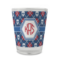 Knitted Argyle & Skulls Glass Shot Glass - 1.5 oz - Set of 4 (Personalized)