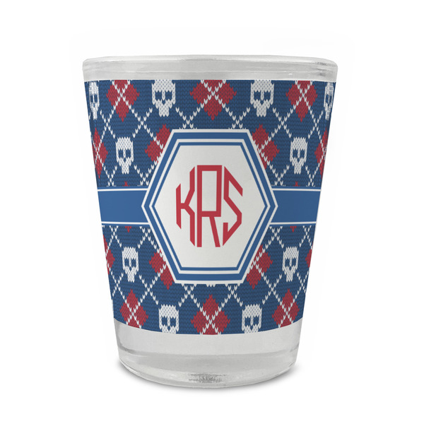 Knitted Argyle & Skulls Glass Shot Glass - Standard - FRONT