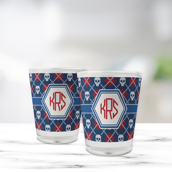 Knitted Argyle & Skulls Glass Shot Glass - Standard - LIFESTYLE