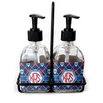Knitted Argyle & Skulls Glass Soap & Lotion Bottles (Personalized)