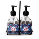Knitted Argyle & Skulls Glass Soap & Lotion Bottle Set (Personalized)
