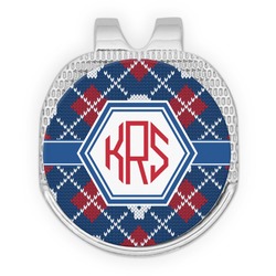 Knitted Argyle & Skulls Golf Ball Marker - Hat Clip - Silver
