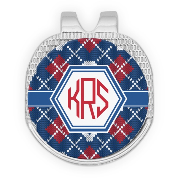 Knitted Argyle & Skulls Golf Ball Hat Marker Hat Clip