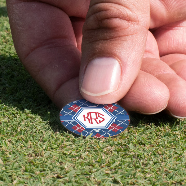 Knitted Argyle & Skulls Golf Ball Marker - Hand