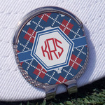 Knitted Argyle & Skulls Golf Ball Marker - Hat Clip