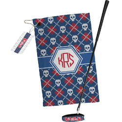 Knitted Argyle & Skulls Golf Towel Gift Set (Personalized)