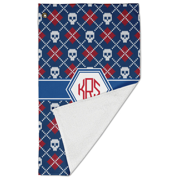 Knitted Argyle & Skulls Golf Towel - Folded (Large)