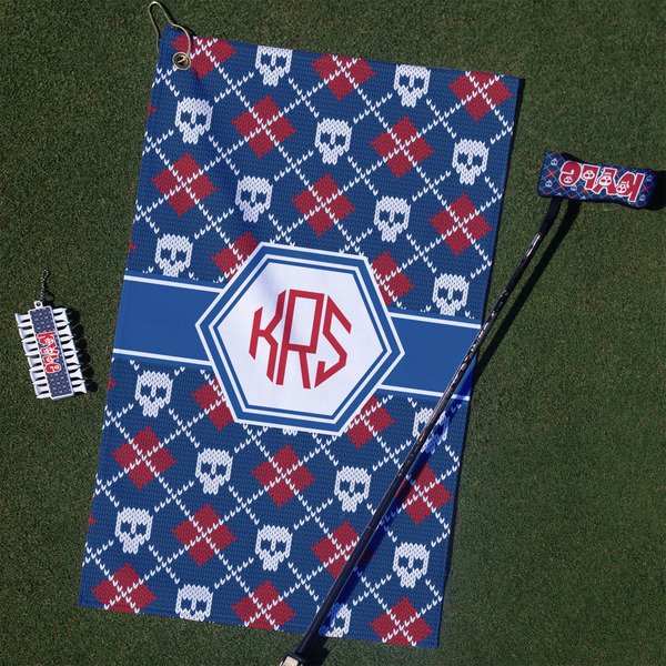 Custom Knitted Argyle & Skulls Golf Towel Gift Set (Personalized)