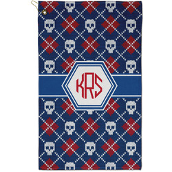 Knitted Argyle & Skulls Golf Towel - Poly-Cotton Blend - Small w/ Monograms