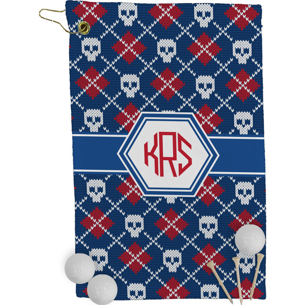 Knitted Argyle & Skulls Golf Towel (Personalized)