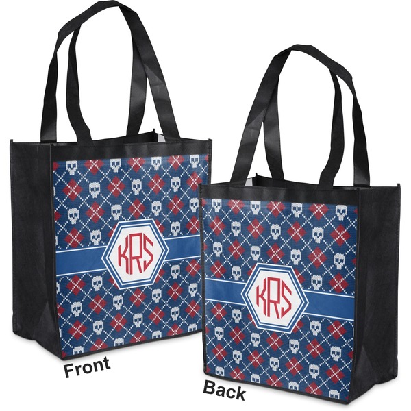 Knitted Argyle & Skulls Grocery Bag - Apvl
