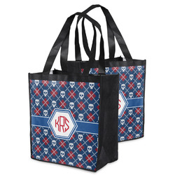 Knitted Argyle & Skulls Grocery Bag (Personalized)