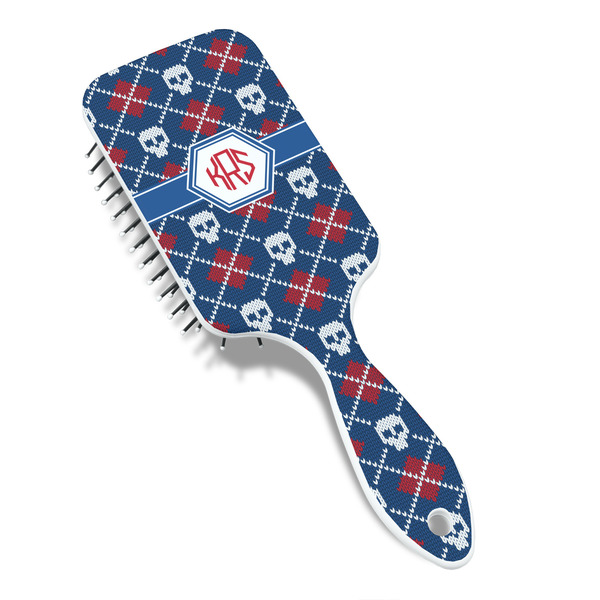 Knitted Argyle & Skulls Hair Brush - Angle View