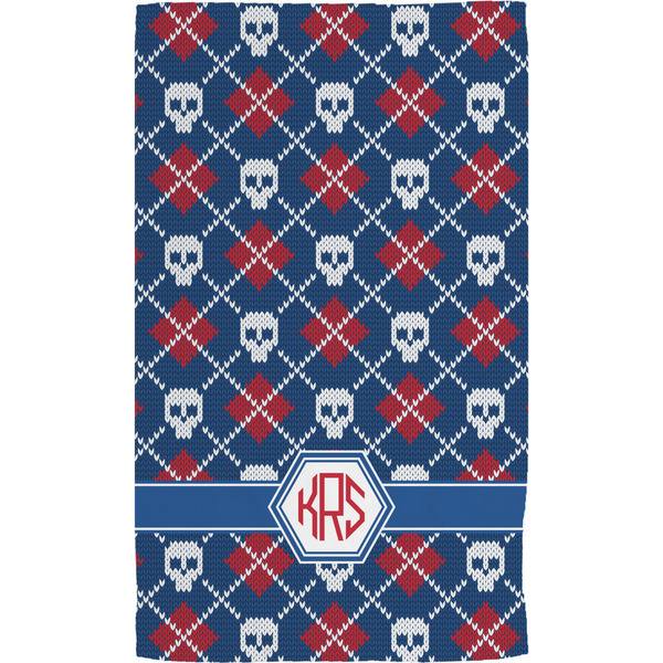 Knitted Argyle & Skulls Hand Towel (Personalized)