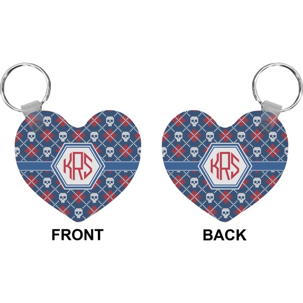 Knitted Argyle & Skulls Heart Keychain (Front + Back)
