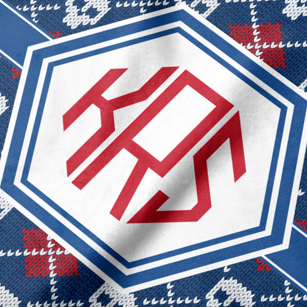 Knitted Argyle & Skulls Hooded Baby Towel- Detail Close Up