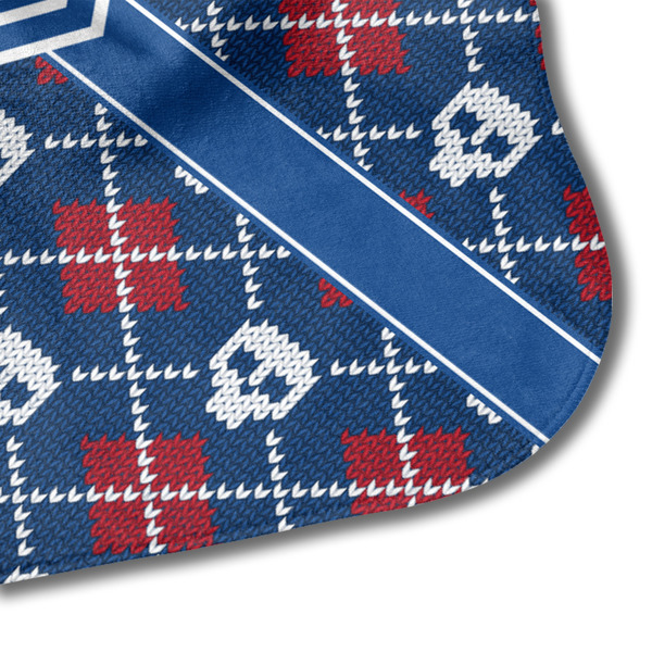 Knitted Argyle & Skulls Hooded Baby Towel- Detail Corner