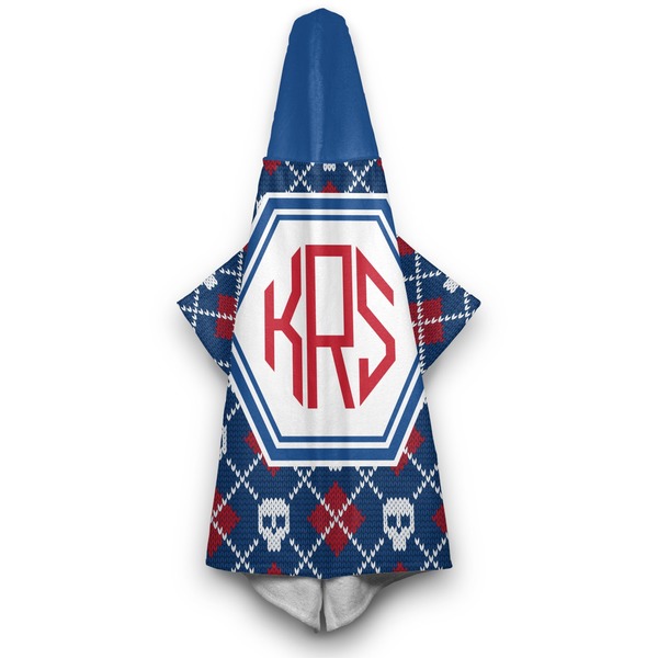 Knitted Argyle & Skulls Hooded Towel - Hanging