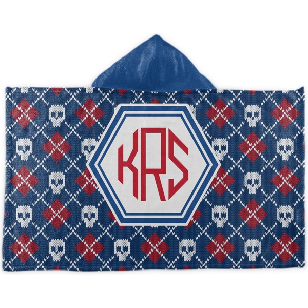 Custom Knitted Argyle & Skulls Kids Hooded Towel (Personalized)