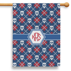 Knitted Argyle & Skulls 28" House Flag - Double Sided (Personalized)