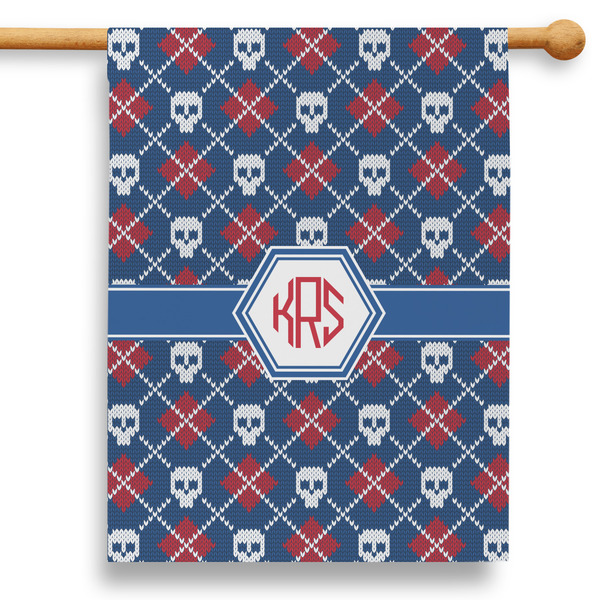 Custom Knitted Argyle & Skulls 28" House Flag - Double Sided (Personalized)