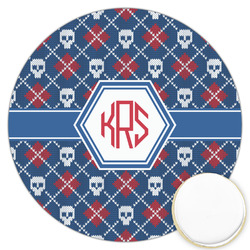 Knitted Argyle & Skulls Printed Cookie Topper - 3.25" (Personalized)