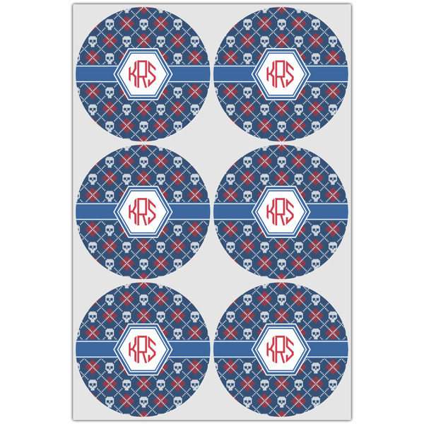 Knitted Argyle & Skulls Icing Circle - Large - Set of 6