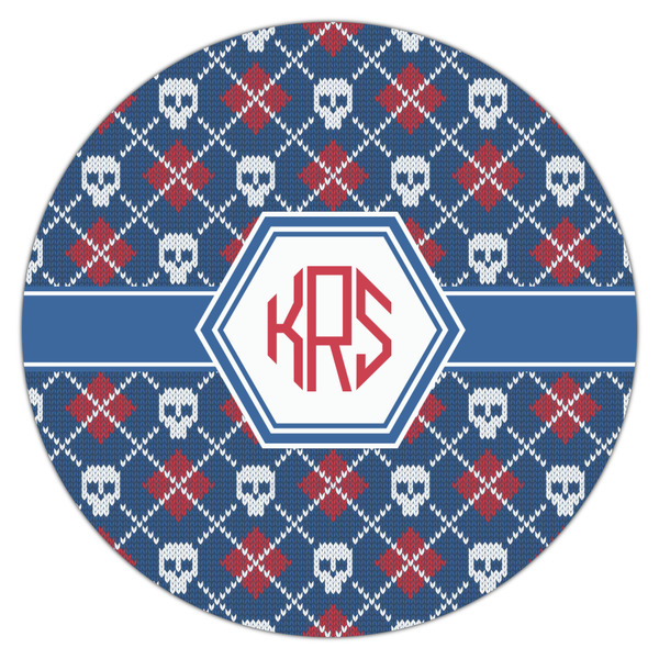 Knitted Argyle & Skulls Icing Circle - Large - Single