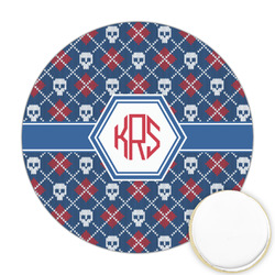 Knitted Argyle & Skulls Printed Cookie Topper - Round (Personalized)