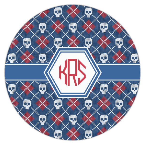 Knitted Argyle & Skulls Icing Circle - Medium - Single