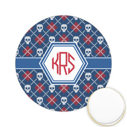 Knitted Argyle & Skulls Printed Cookie Topper - 2.15" (Personalized)