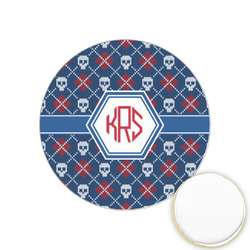 Knitted Argyle & Skulls Printed Cookie Topper - 1.25" (Personalized)