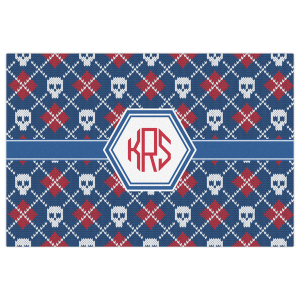 Knitted Argyle & Skulls Indoor / Outdoor Rug - 4'x6' - Front Flat