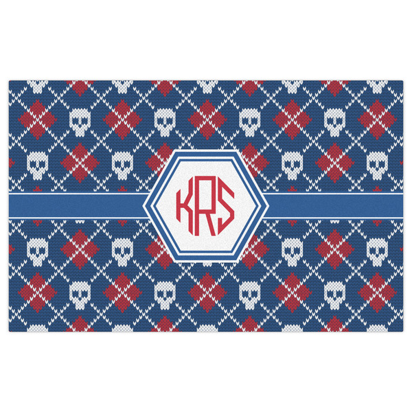 Knitted Argyle & Skulls Indoor / Outdoor Rug - 5'x8' - Front Flat