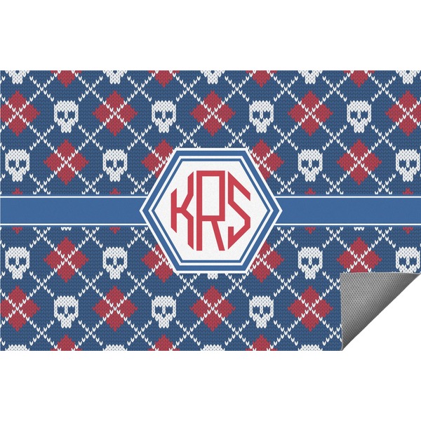 Custom Knitted Argyle & Skulls Indoor / Outdoor Rug - 2'x3' (Personalized)