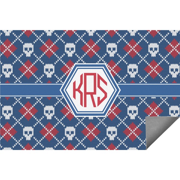 Custom Knitted Argyle & Skulls Indoor / Outdoor Rug - 6'x8' w/ Monogram