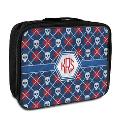 Knitted Argyle & Skulls Insulated Lunch Bag (Personalized)