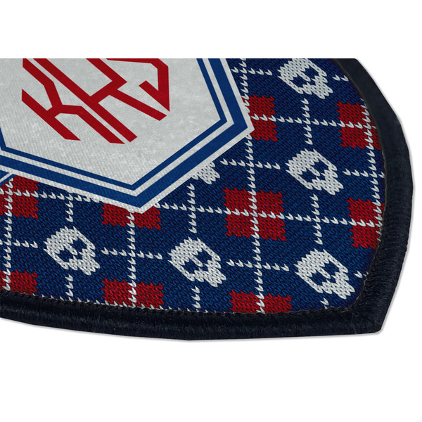 Knitted Argyle & Skulls Iron on Shield 3 Detail