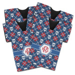 Knitted Argyle & Skulls Jersey Bottle Cooler - Set of 4 (Personalized)