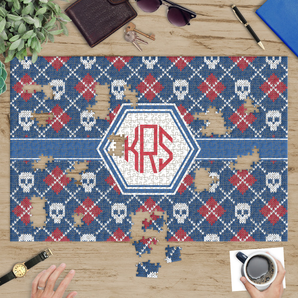Knitted Argyle & Skulls Jigsaw Puzzle 1014 Piece - In Context