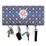 Knitted Argyle & Skulls Key Hanger w/ 4 Hooks w/ Monogram