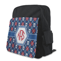 Knitted Argyle & Skulls Preschool Backpack (Personalized)