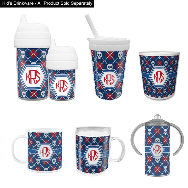 Knitted Argyle & Skulls Kid's Drinkware - Customized & Personalized
