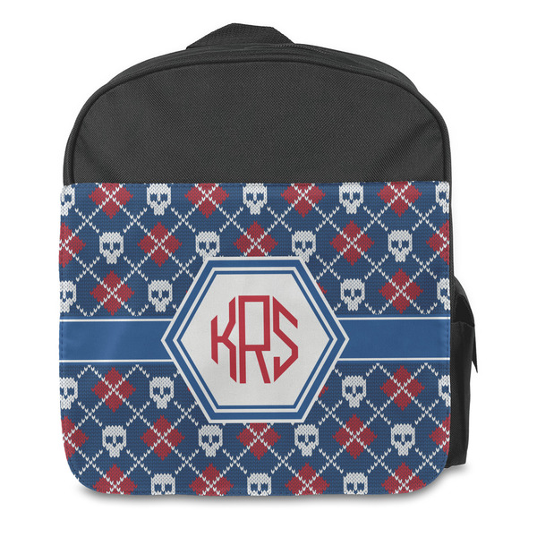 Knitted Argyle & Skulls Kids Backpack - Front